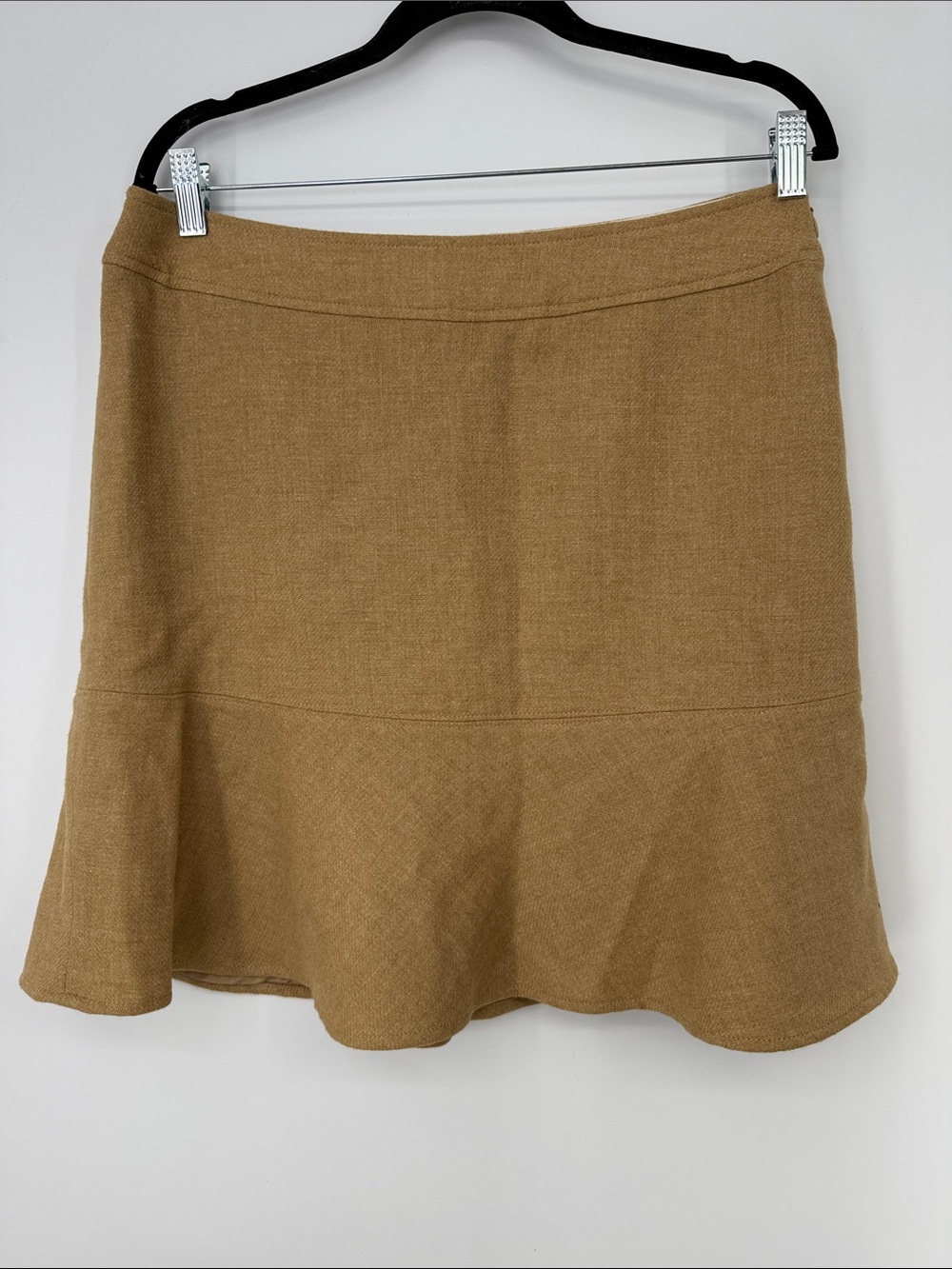 vintage Gap Wool Blend Flared Flutter Peplum Skirt in a tan 10